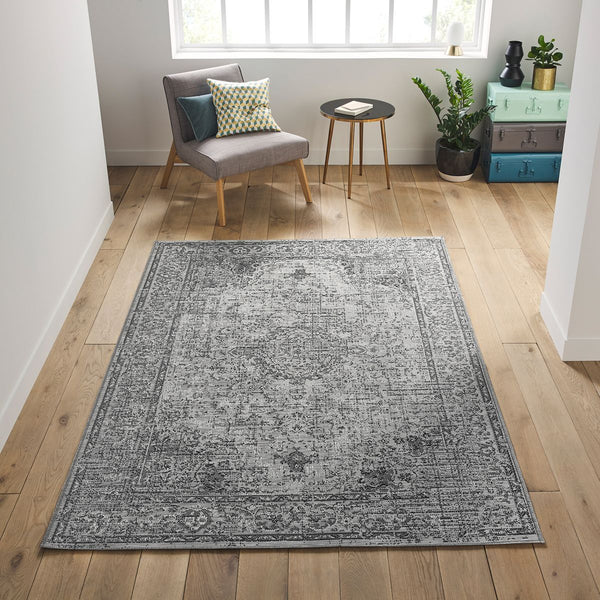 Tapis effet used, indoor/outdoor, MAINE, gris