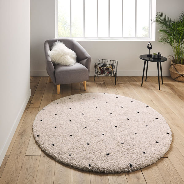 Tapis rond à pois Ligne ecru