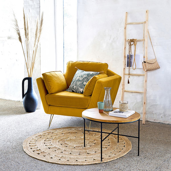 Tapis rond en jute, LOUGE, naturel