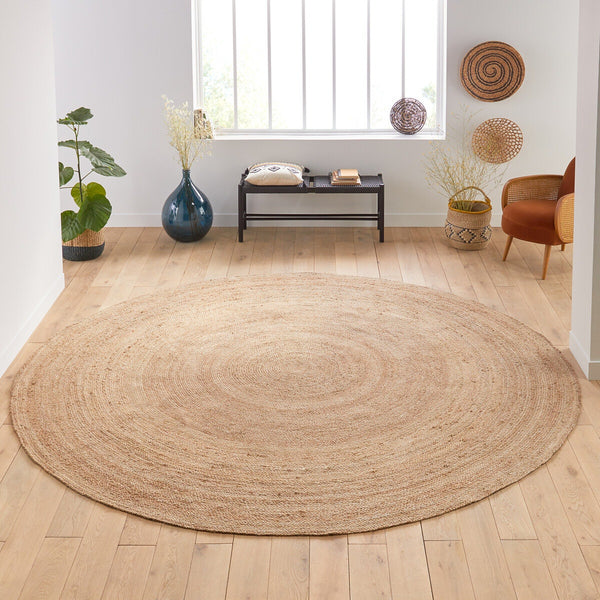 Tapis rond en jute, LOUGE, naturel