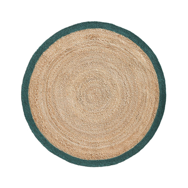 Tapis rond en jute, LOUGE, bordure Eucalyptus