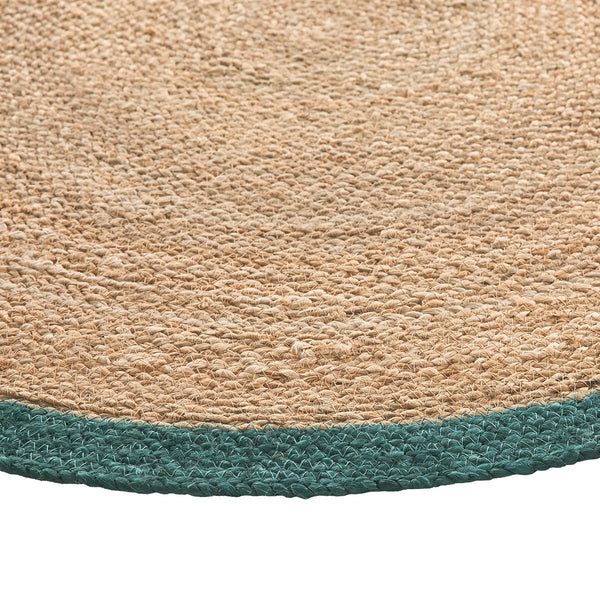 Tapis rond en jute, LOUGE, bordure Eucalyptus