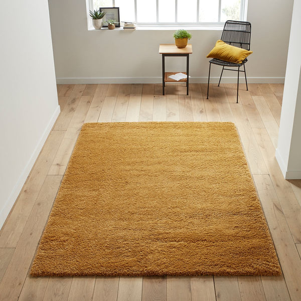 Tapis shaggy, aspect laineux, MARNE , Moutarde