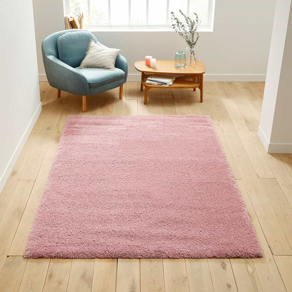 Tapis Marne aspect laineux rose pastel rose pastel