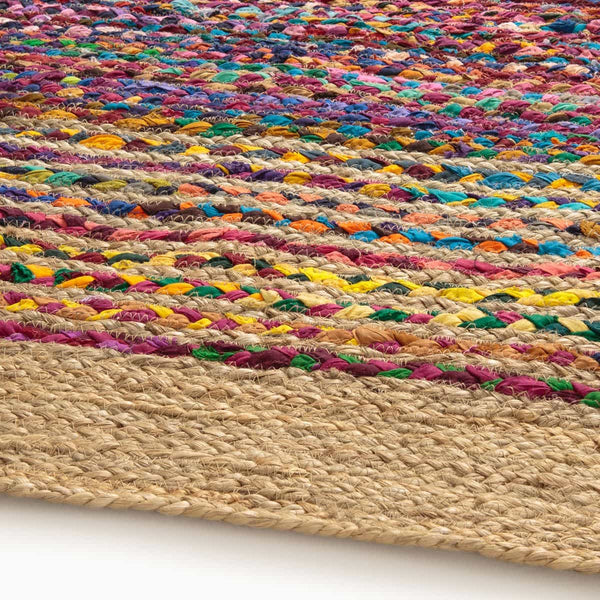 Tapis Maulde en jute et coton multicolore