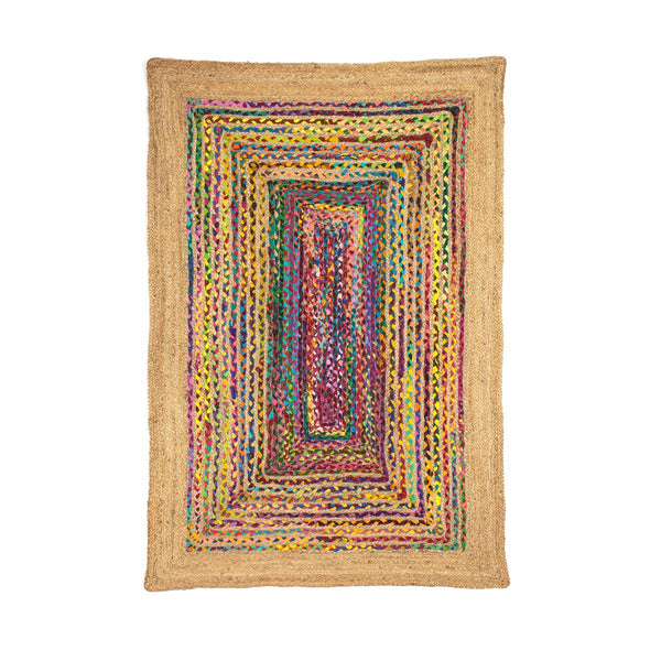 Tapis jute et coton, MAULDE multicolore