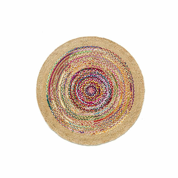 Tapis Maulde en jute et coton multicolore