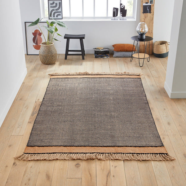 Tapis en jute, MIMENTHE, noir