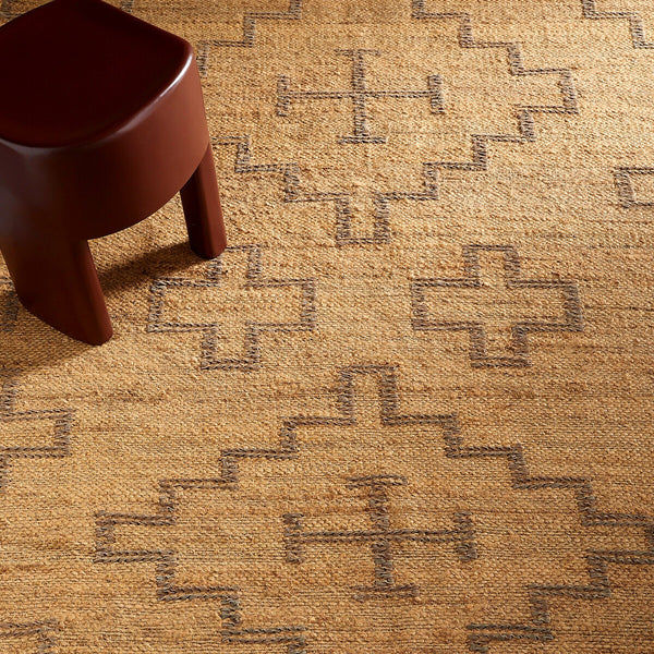 Tapis jute et cuir, esprit natte, ORGE