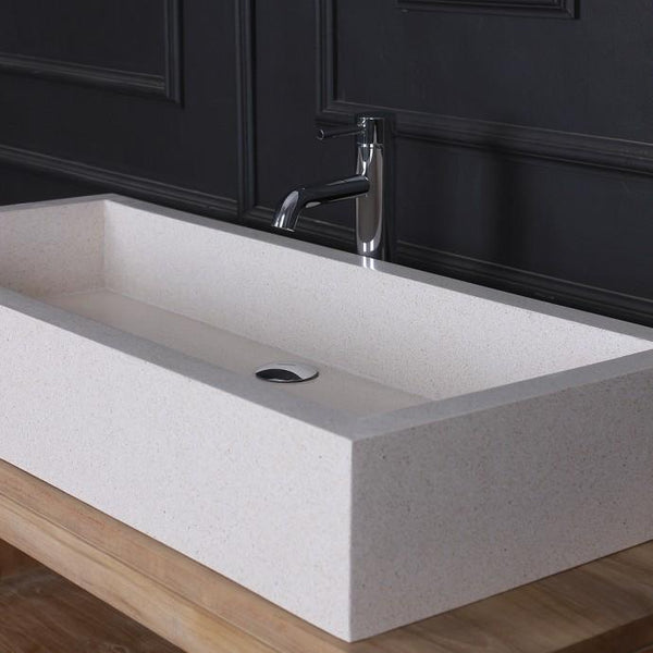 Vasque rectangulaire en terrazzo blanche