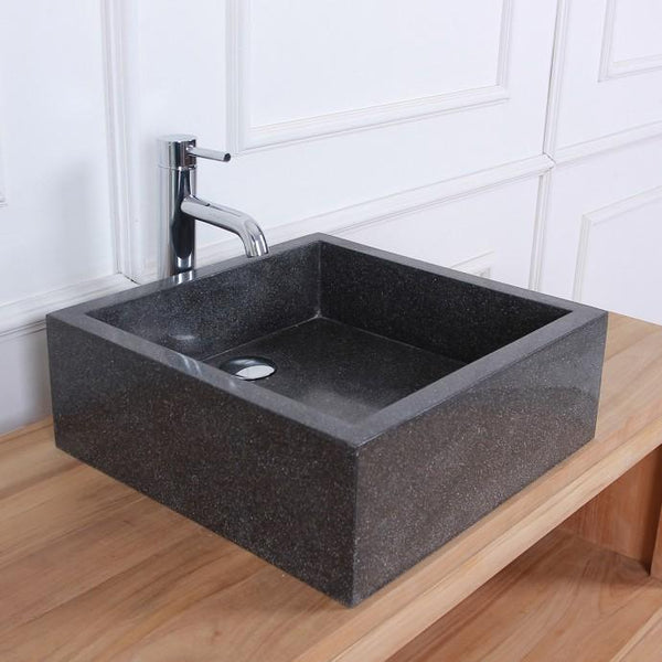 Vasque carrée en terrazzo noire