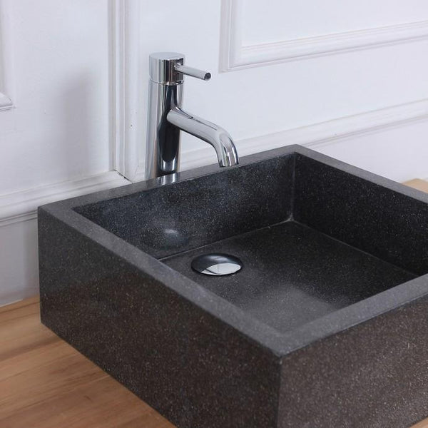 Vasque carrée en terrazzo noire