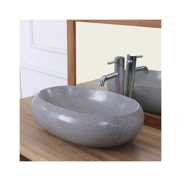 Vasque ovale en terrazzo grise