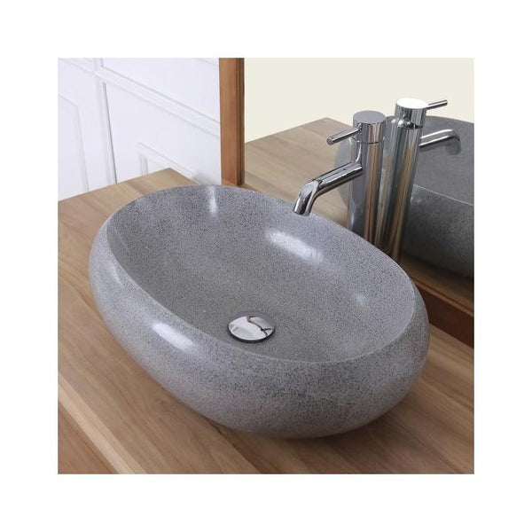 Vasque ovale en terrazzo grise