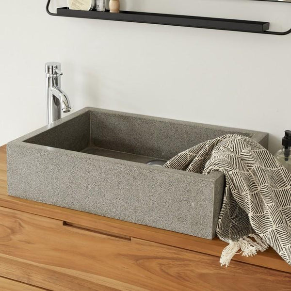 Vasque rectangulaire en terrazzo grise