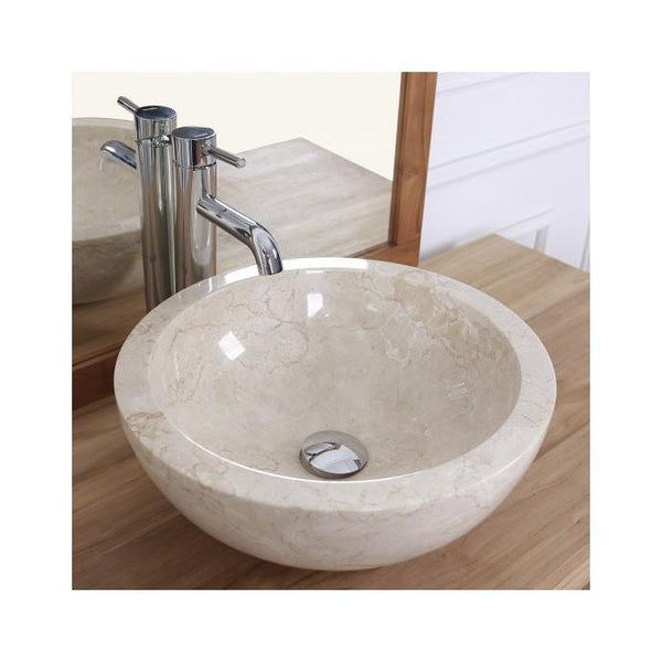 Vasque tambour en pierre de marbre beige
