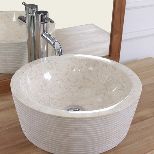 Vasque tambour en marbre beige